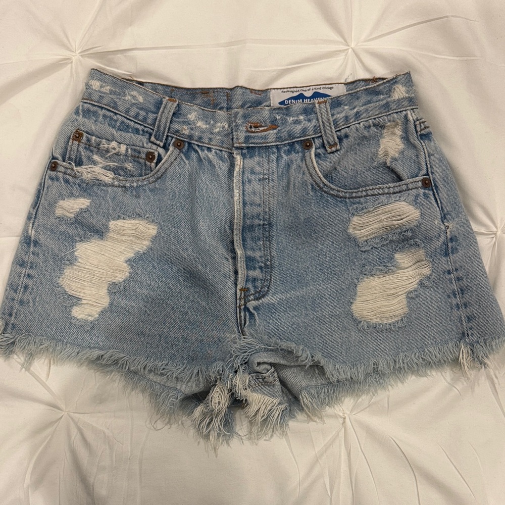 Vintage Levi's Light Blue Distressed Denim Shorts